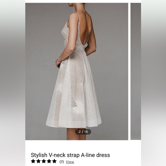 Gorgeous V-neck Scoop Back A-Line Dress - Picture 3 of 3